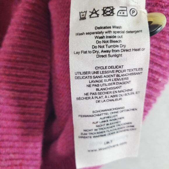 S WoolOvers Lambswool Cardigan Sweater Button Down Hot Pink Wool Overs Womens - Picture 12 of 13